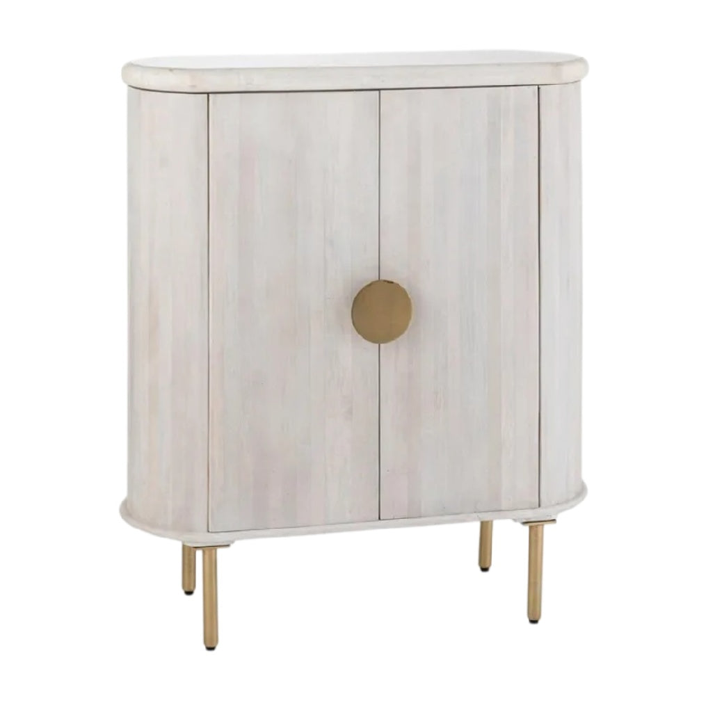 **Buffet en bois clair avec portes, design moderne et pieds en métal**