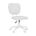 **Chaise de bureau mobile en cuir synthétique blanc avec hauteur réglable**