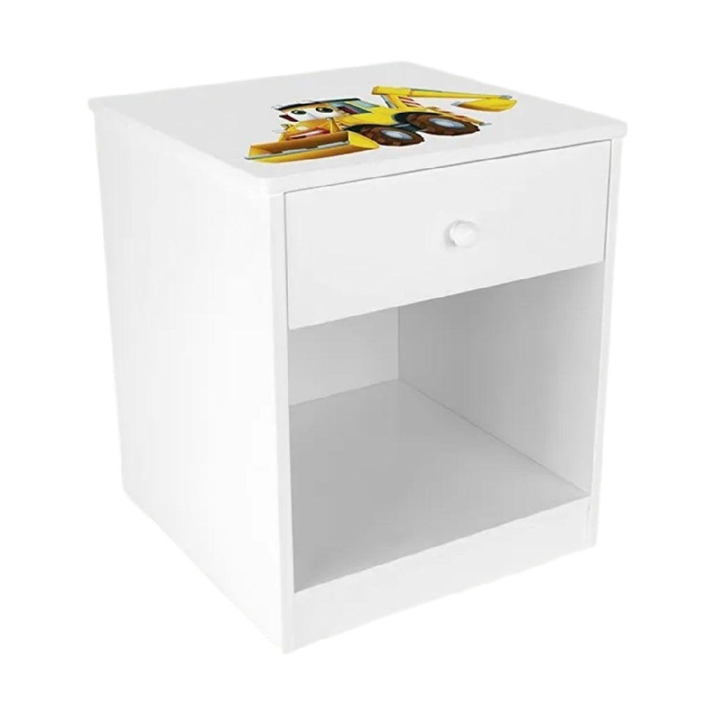 **Table de chevet blanche avec tiroir et design personnalisé**