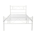 **Lit métal blanc avec cadre en fer, design moderne et épuré**